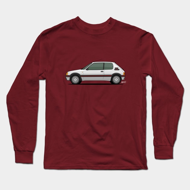 205 GTI side profile - White Long Sleeve T-Shirt by RJW Autographics